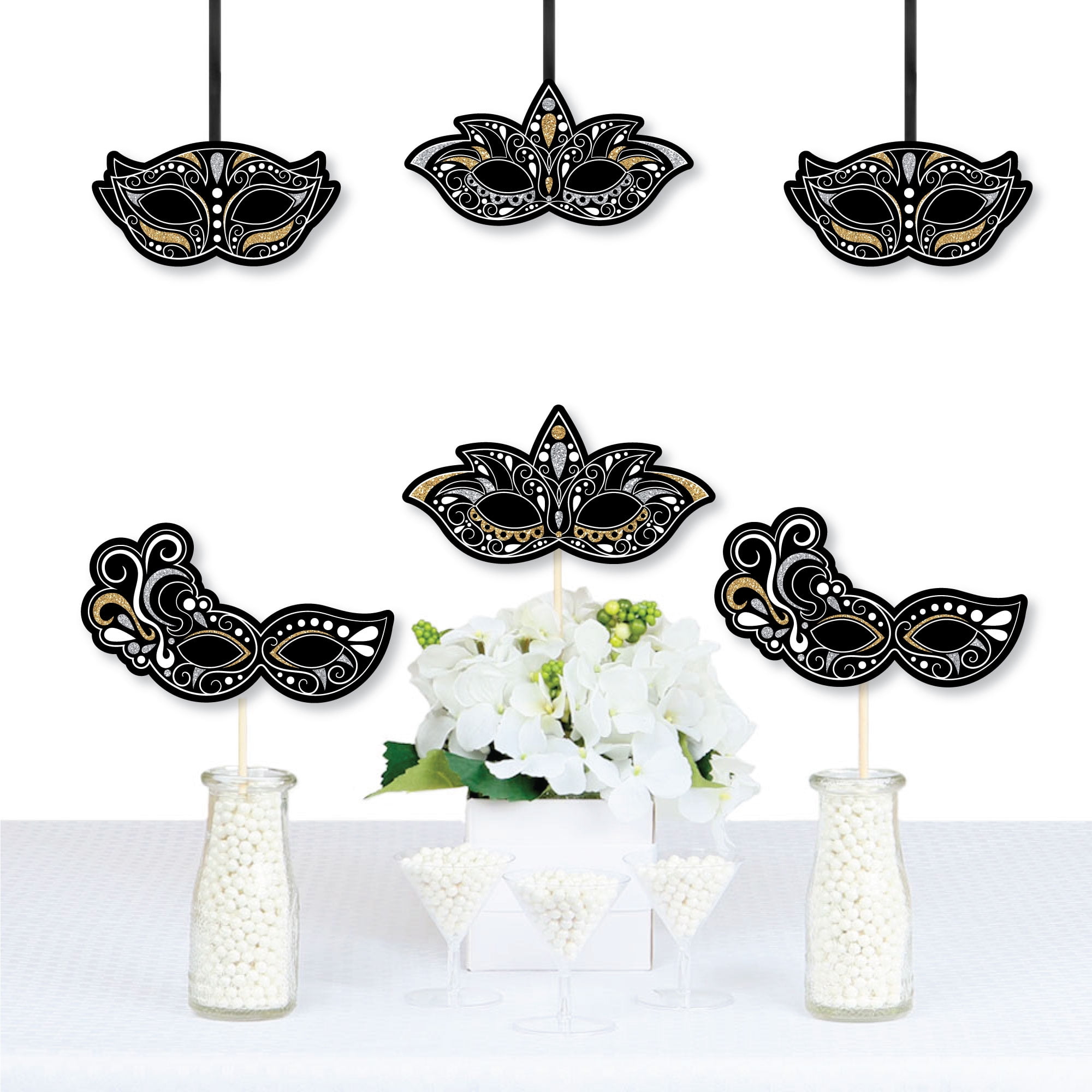 Big Dot of Happiness Masquerade - Decorations DIY Mask Party Essentials - Set of 20