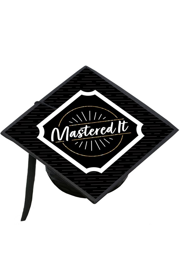 Mastered It - Master's Degree Graduation Cap Decorations Kit - Grad Cap Cover