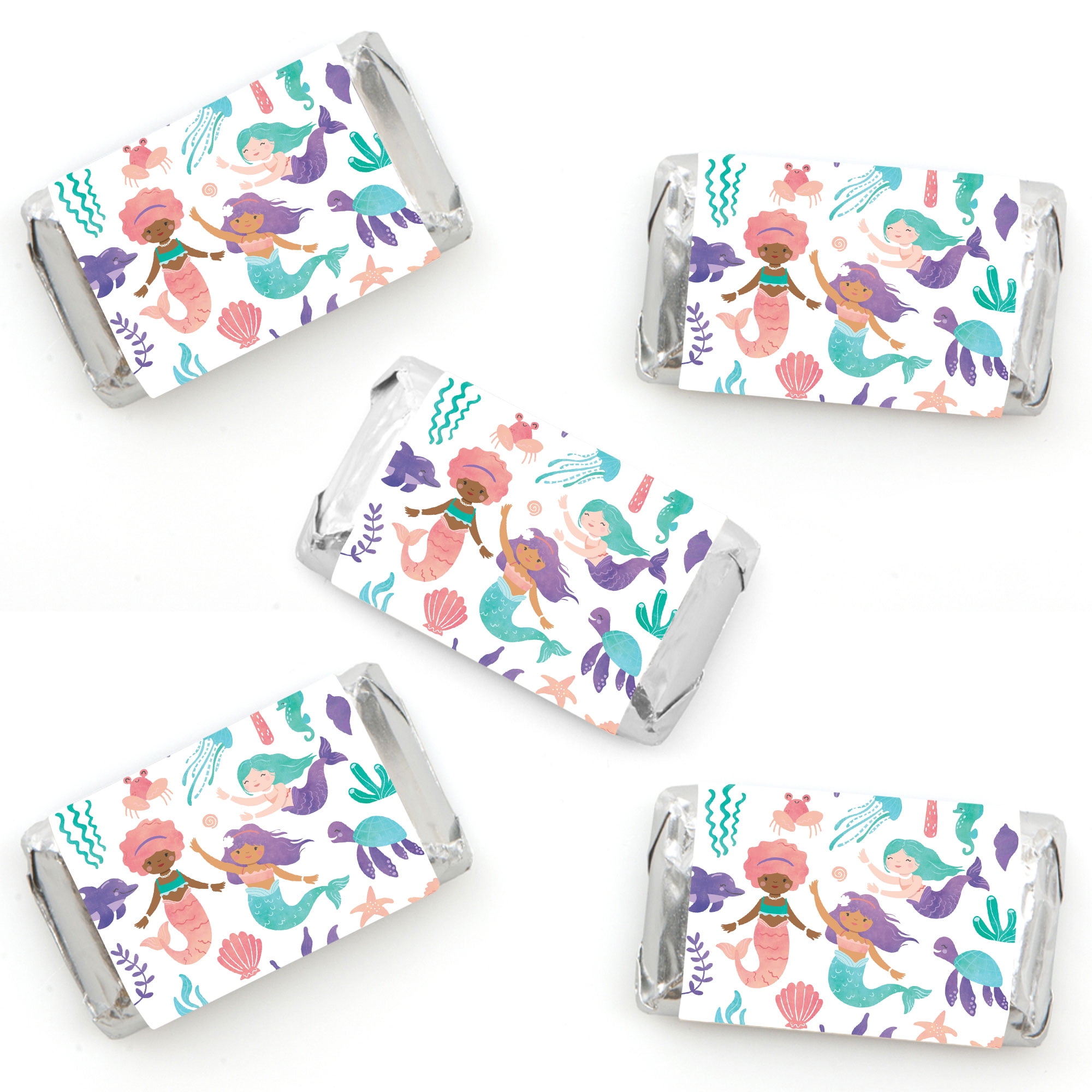 Wrapper Sticker Big Dot of Happiness Mermaid Party Mini Candy Bar Wrapper Stickers ...