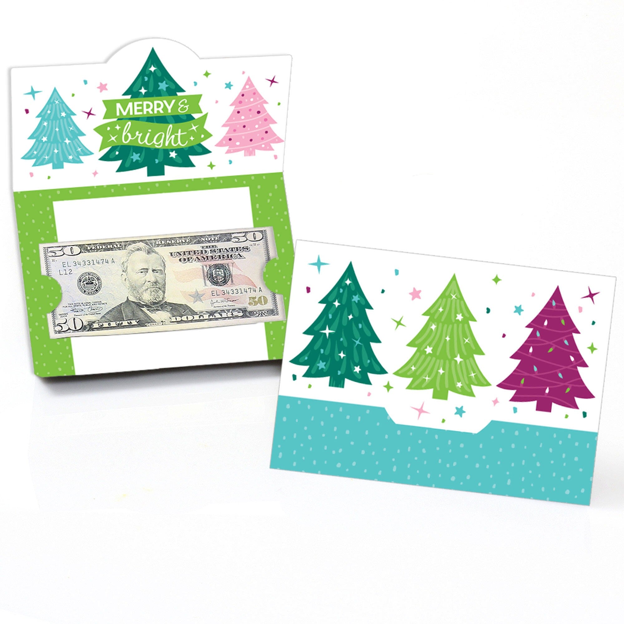 Big Dot Of Happiness Schneebedeckte Weihnachtsbäume – 8 Klassische Geld- & Geschenkkartenhalter Für Die Feiertagszeit