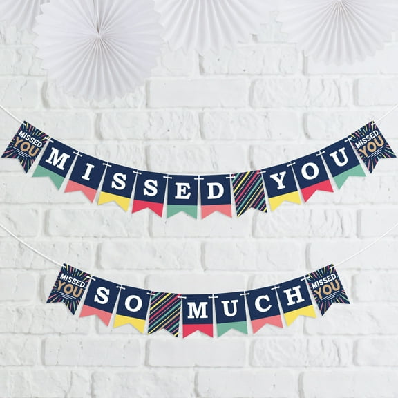 Big Dot of Happiness Miss You - Welcome Back Mini Pennant Banner - Missed You So Much