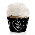 thumbnail image 1 of Big Dot of Happiness Mr. and Mrs. - Black and White Wedding or Bridal Shower Decorations - Party Cupcake Wrappers - Set of 12, 1 of 4
