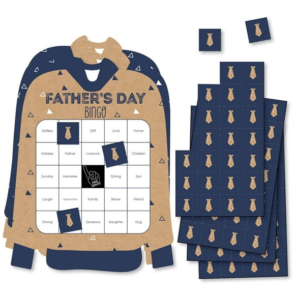 Big Dot of Happiness My Dad is Rad - Bingo Cards and Markers - Father's Day Shaped Bingo Game - Set of 18