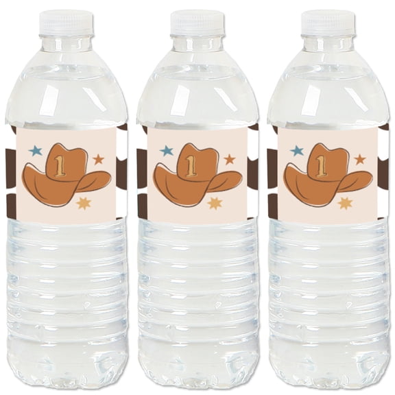Big Dot of Happiness My First Rodeo - Little Cowboy 1st Birthday Party Water Bottle Sticker Labels - Set of 20