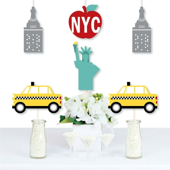 Big Dot of Happiness NYC Cityscape - Big Apple, Taxi, Skyscraper and Lady Liberty Decorations DIY New York City Party Essentials - Set of 20