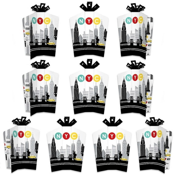Big Dot of Happiness NYC Cityscape - Table Decorations - New York City Party Fold and Flare Centerpieces - 10 Count