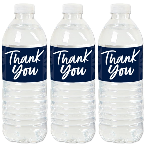 Big Dot of Happiness Navy Blue Elegantly Simple - Guest Party Favors Water Bottle Sticker Labels - Set of 20