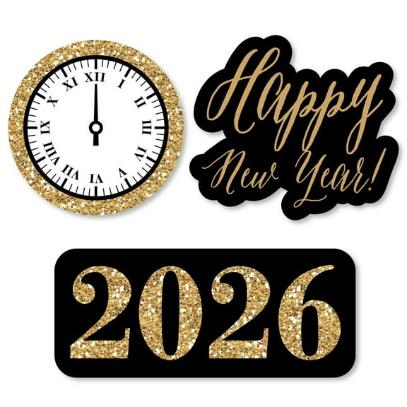 Big Dot of Happiness New Year's Eve - Gold - DIY Shaped 2026 New Years Eve Party Cut-Outs - 24 Count