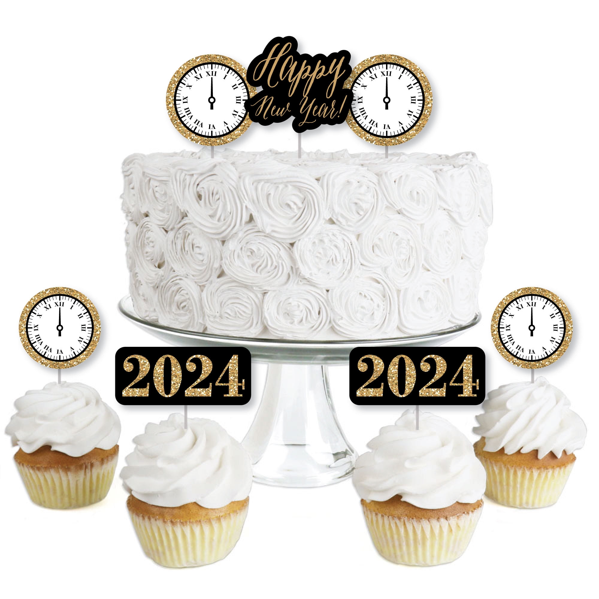 Big Dot of Happiness New Year's Eve Gold Dessert Cupcake Toppers