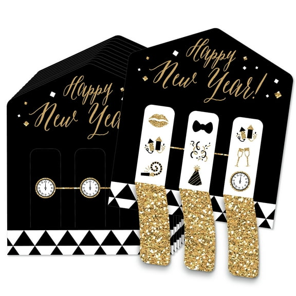 Big Dot of Happiness New Years Eve - Gold - New Years Eve Party Game Pickle Cards - Pull Tabs 3-in-a-Row - Set of 12