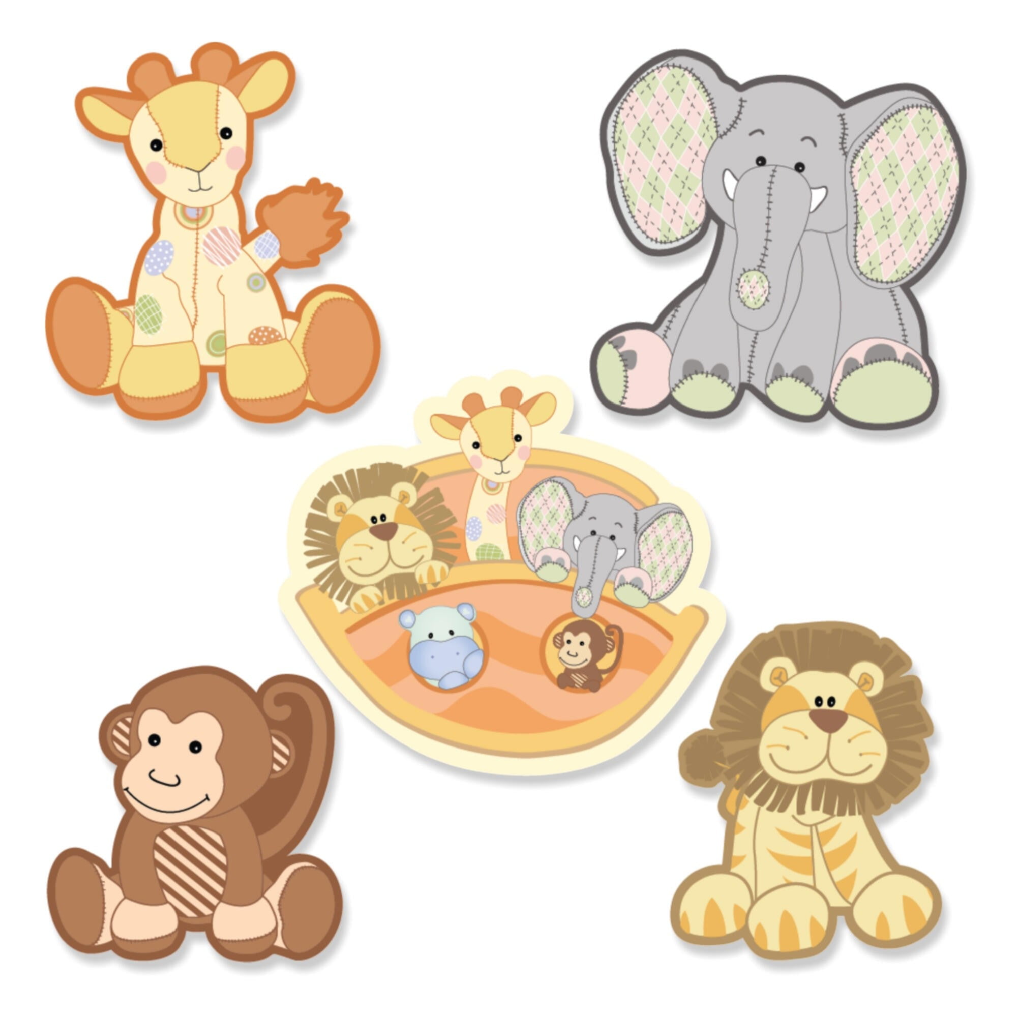Noah's Ark Animal Shaped Baby Shower Cut-Outs, 24 Count