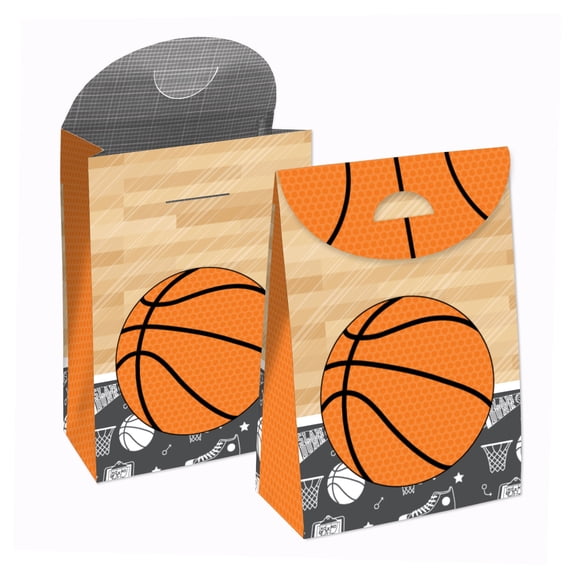 Big Dot of Happiness Nothin But Net - Basketball - Baby Shower or Birthday Gift Favor Bags - Party Goodie Boxes - Set of 12