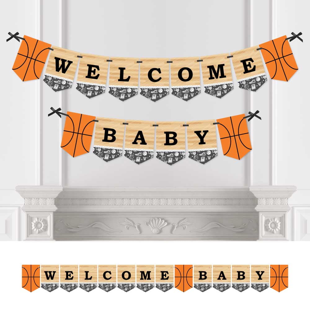 Big Dot of Happiness Nothin' but Net - Basketball - Baby Shower Bunting Banner - Sports Party Decorations - Welcome Baby