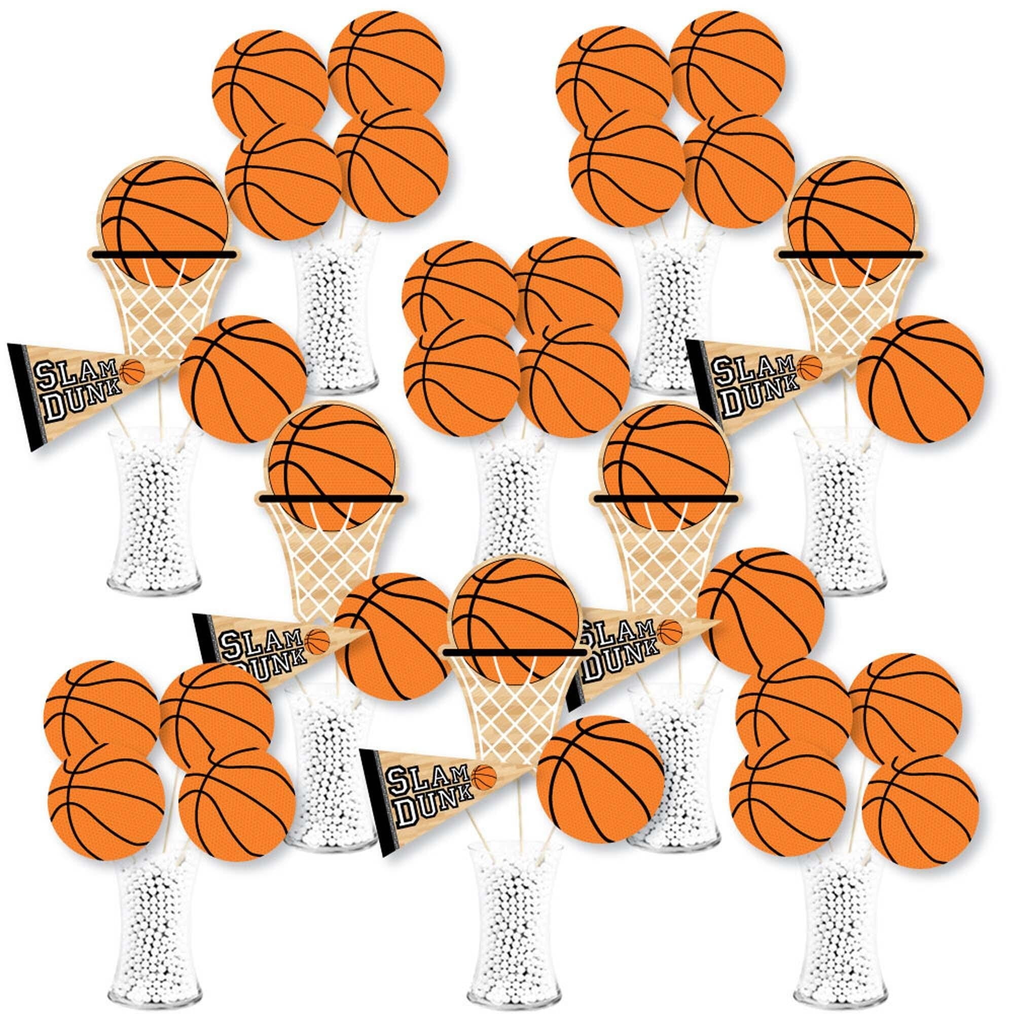 Big Dot of Happiness Nothin' but Net - Basketball - Baby Shower or Birthday Party Centerpiece Sticks - Showstopper Table Toppers - 35 Pieces