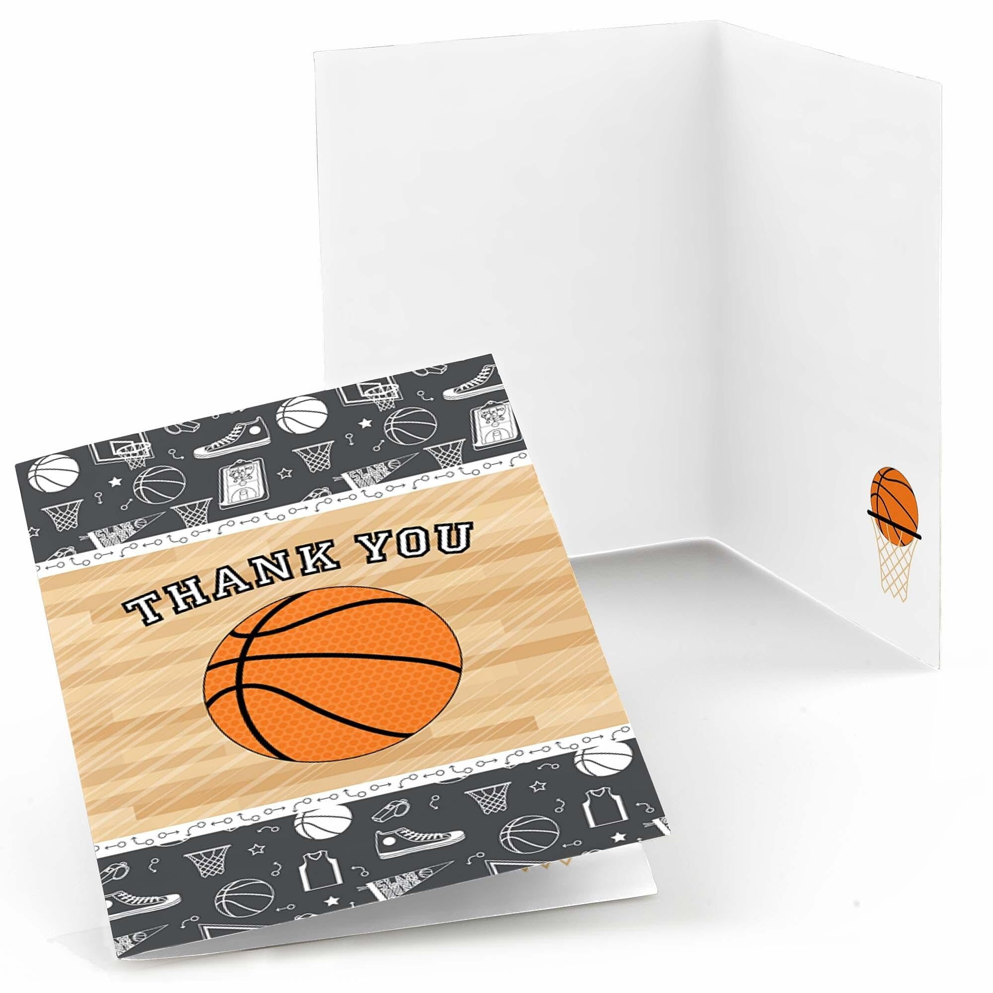 Big Dot of Happiness Nothin' but Net - Basketball - Baby Shower or Birthday Party Thank You Cards (8 Count)