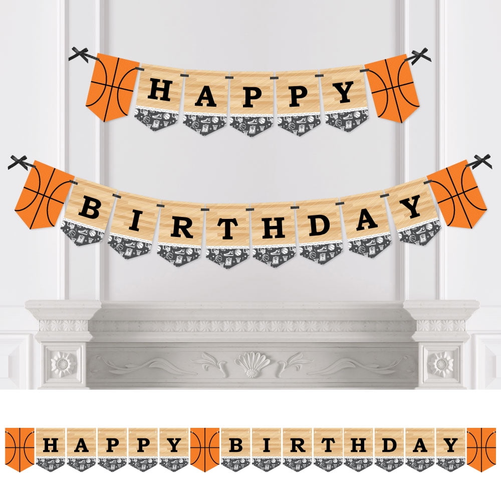 Nothin' But Net Basketball Birthday Bunting Banner - Happy Birthday Party Decor - View #2