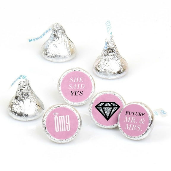 Big Dot of Happiness Omg, You're Getting Married - Engagement Party Round Candy Sticker Favors - Labels Fits Chocolate Candy (1 Sheet of 108)