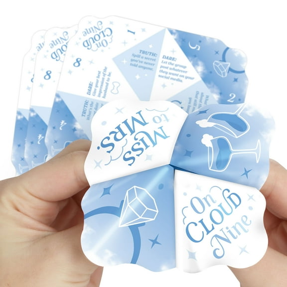 Big Dot of Happiness On Cloud 9 - Bridal or Bachelorette Party Cootie Catcher Game - Truth or Dare Fortune Tellers - Set of 12