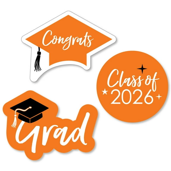 Big Dot of Happiness Orange 2026 Graduation Party - DIY Shaped Cut-Outs - 24 Count