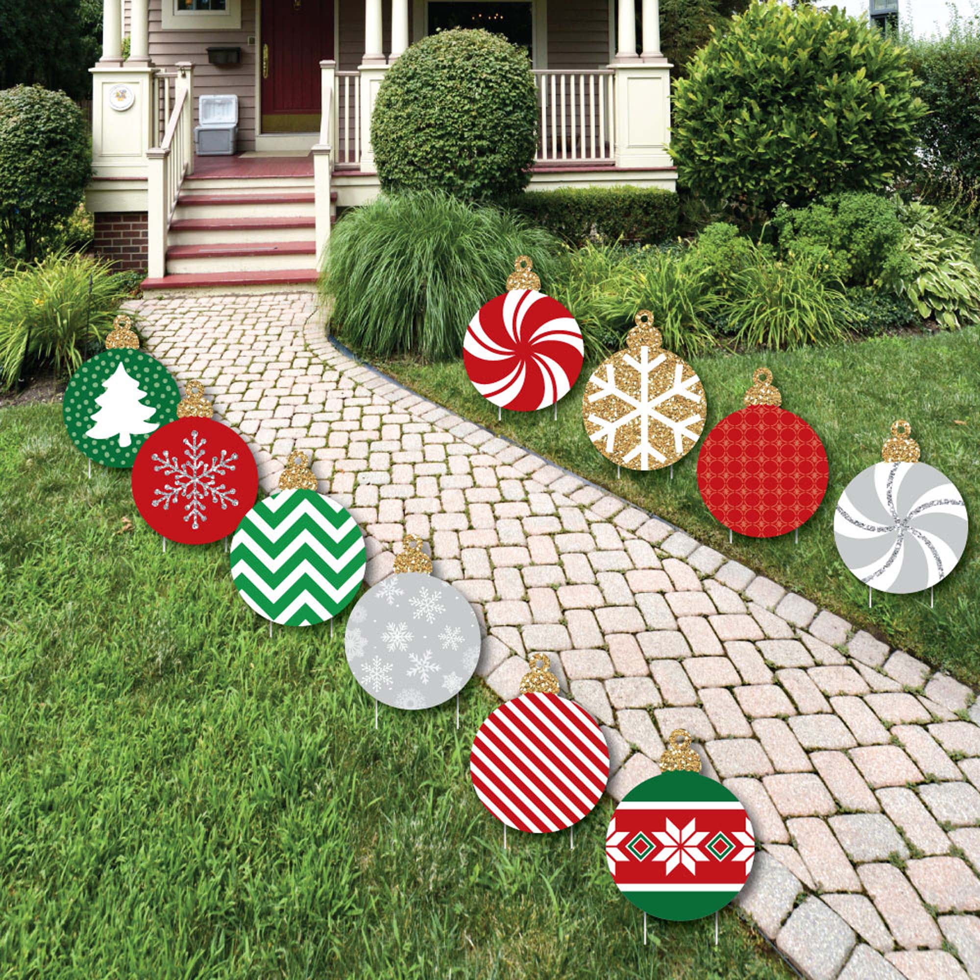 Big Dot of Happiness Ornaments Lawn Decorations - Outdoor Holiday and Christmas Yard Decorations - 10 Piece