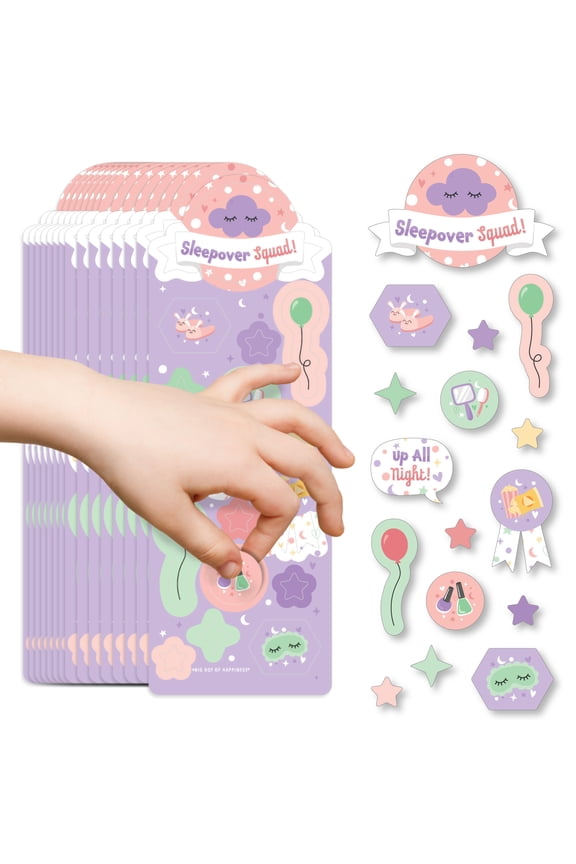 Pajama Slumber Party - Girls Sleepover Birthday Party Favor Kids Stickers - 16 Sheets - 256 Stickers