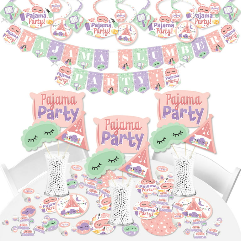 Pajama Theme Party Pajama Slumber Party Decorations Sleepover Party Decorations Includes Pajama Theme Banner Cake Topper Cupcake Toppers Balloons