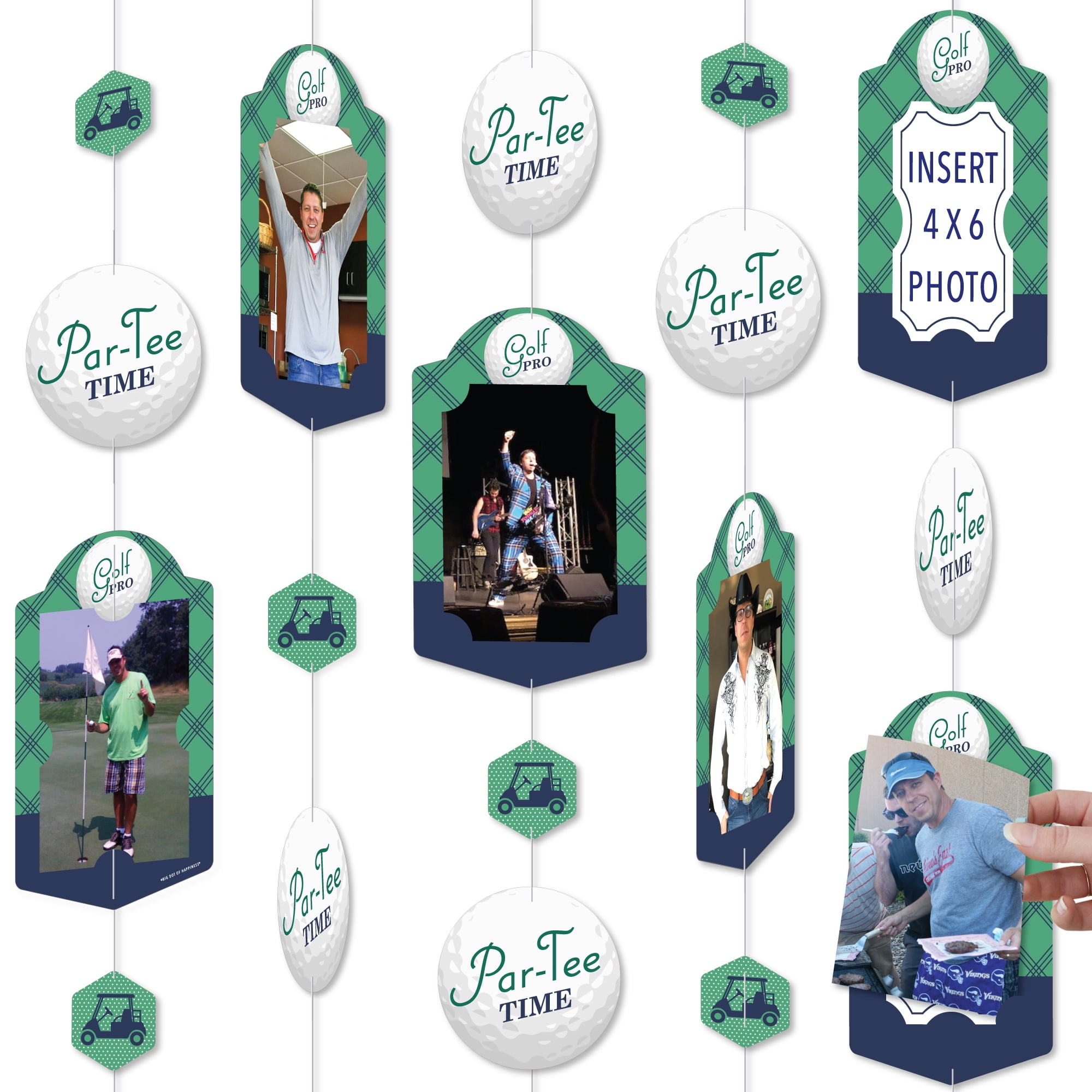 Big Dot of Happiness Par-Tee Time - Golf - Birthday or Retirement Party Vertical Photo Garland 35 Pieces