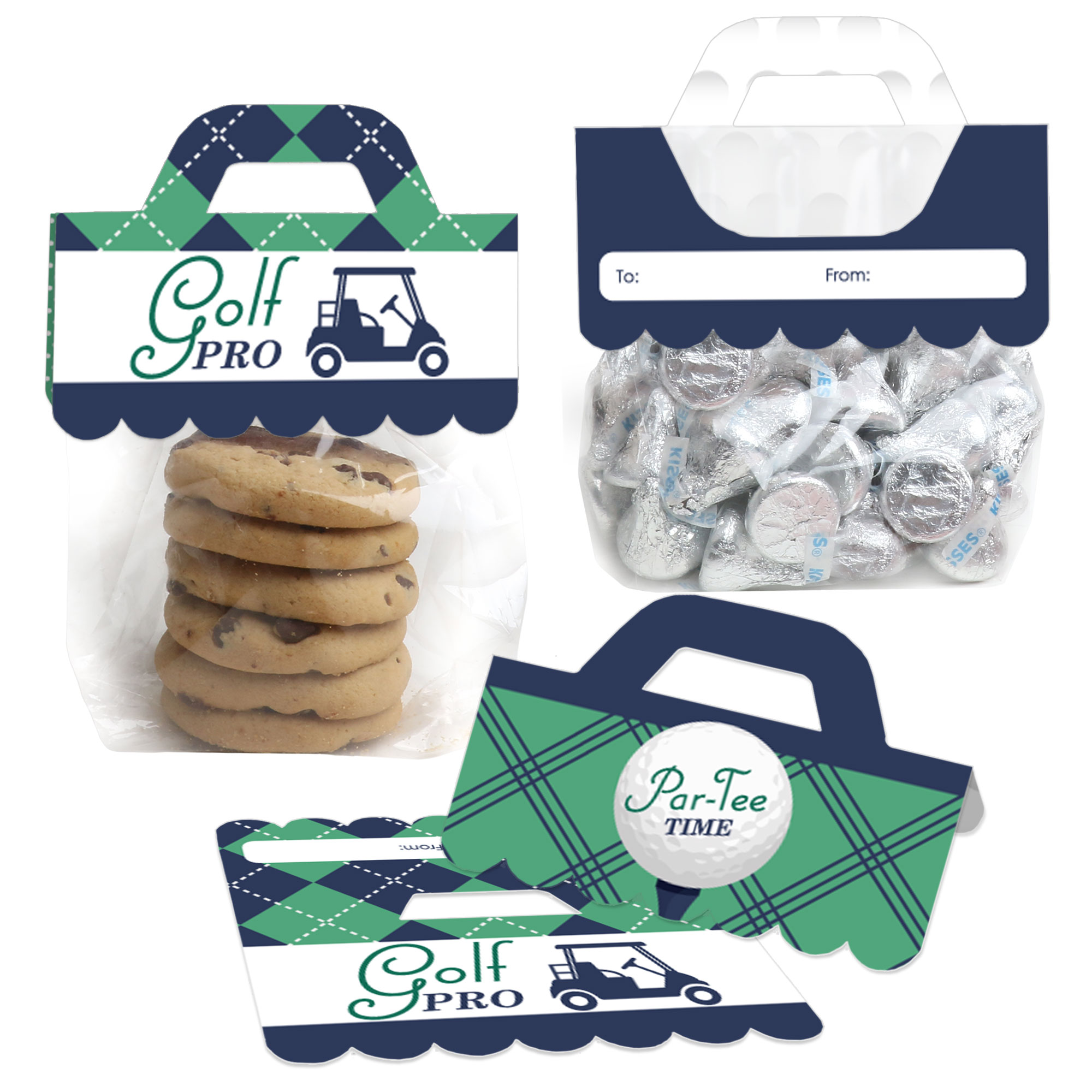 Big Dot of Happiness Par-Tee Time - Golf - DIY Birthday or Retirement Party Clear Goodie Favor Bag Labels - Candy Bags with Toppers - Set of 24