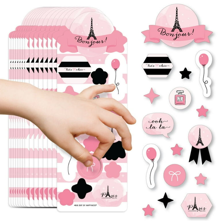 Big Dot of Happiness - Paris, Ooh La La - Paris Themed Birthday Party Favor Kids Stickers - 16 Sheets - 256 Stickers