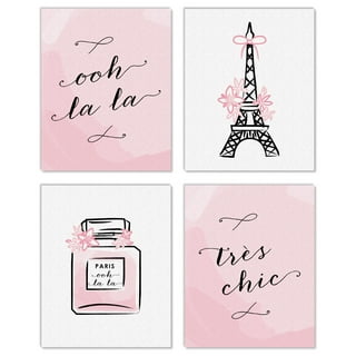 Shabby Chic Pink Roses Parisian Eiffel Tower Decor - Paris Shabby
