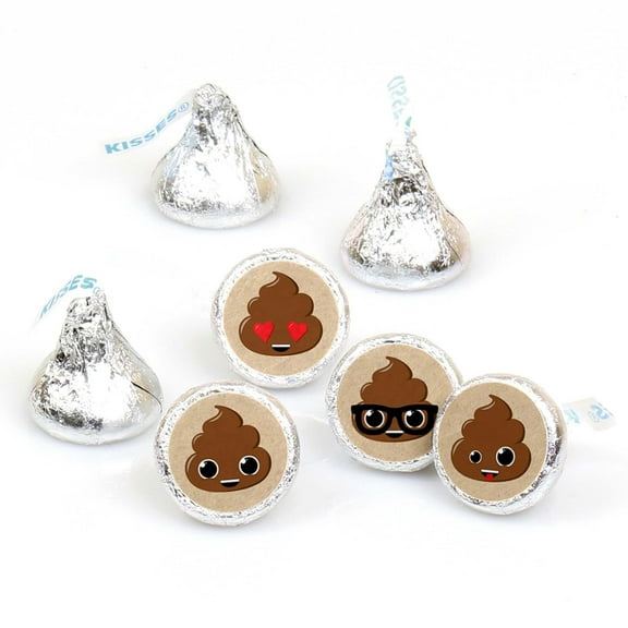 Big Dot of Happiness Party 'Til You're Pooped - Poop Emoji Party Round Candy Sticker Favors - Labels Fits Chocolate Candy (1 sheet of 108)