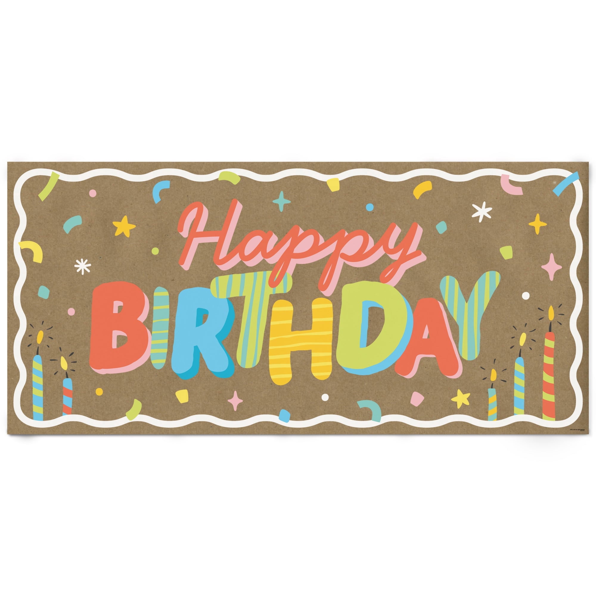 Big Dot of Happiness Party Time Birthday Kraft Paper Banner, Colorful Birthday Banner, Printed Brown Paper Party Sign Decoration – 1 Count
