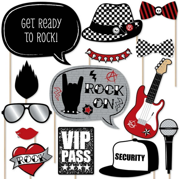 Big Dot of Happiness Party Like a Rockstar - Photo Booth Props Kit - 20 Count