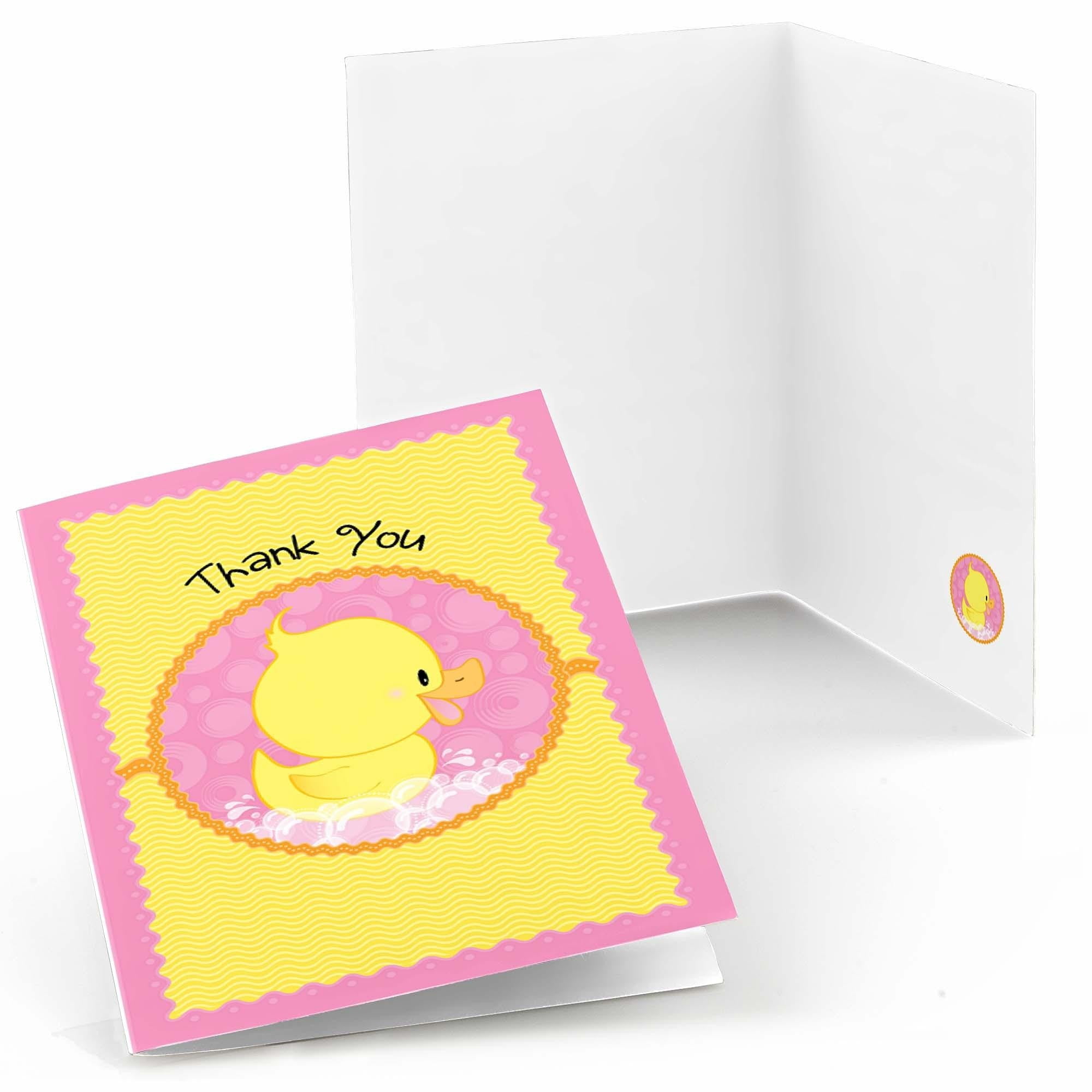 Big Dot of Happiness Pink Ducky Duck - Girl Baby Shower or Birthday Party  Thank You Cards (8 count) - Walmart.com, image size:2000x2000