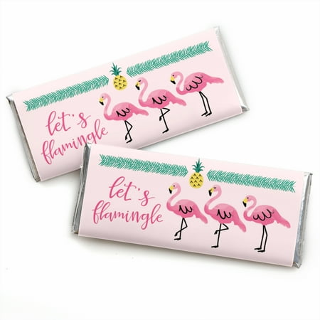 Big Dot of Happiness Pink Flamingo - Party Like a Pineapple - Tropical Summer Candy Bar Wrappers - Set of 24