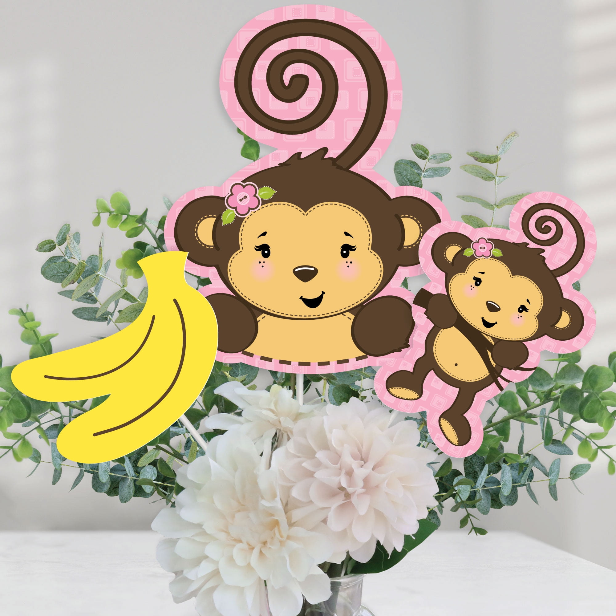 Big Dot of Happiness Pink Monkey Girl - Baby Shower or Birthday Party ...