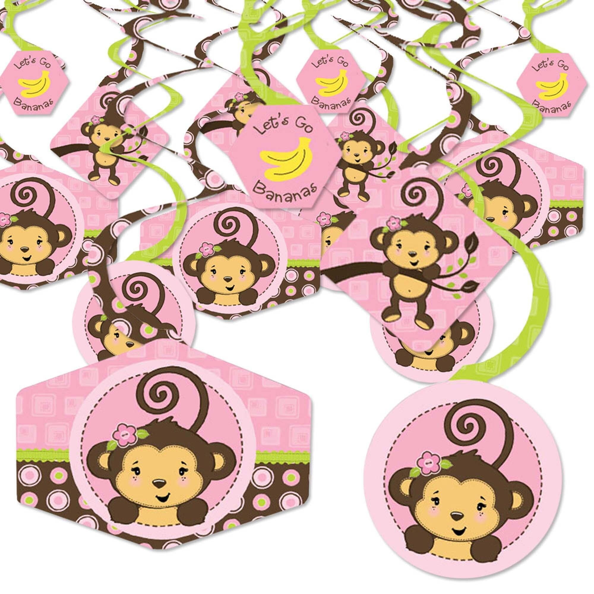 Big Dot of Happiness Pink Monkey Girl - Baby Shower or Birthday Party ...
