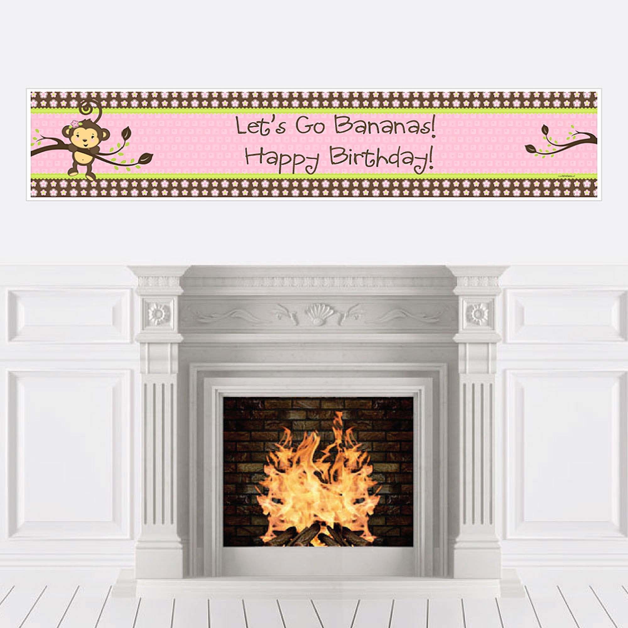 Big Dot of Happiness Pink Monkey Girl - Happy Birthday Decorations ...