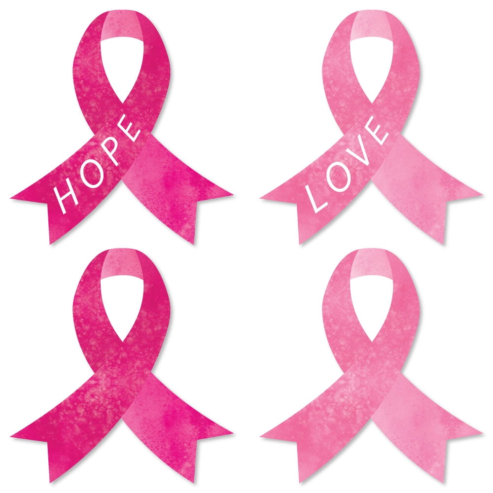 Big Dot of Happiness Pink Ribbon Decor - Small DIY Breast Cancer ...