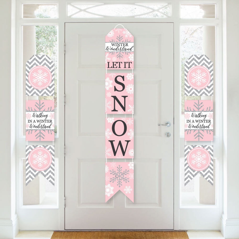 Big Dot Of Happiness Pink Winter Wonderland - Party Decor - Let It Snow -  Outdoor Letter Banner