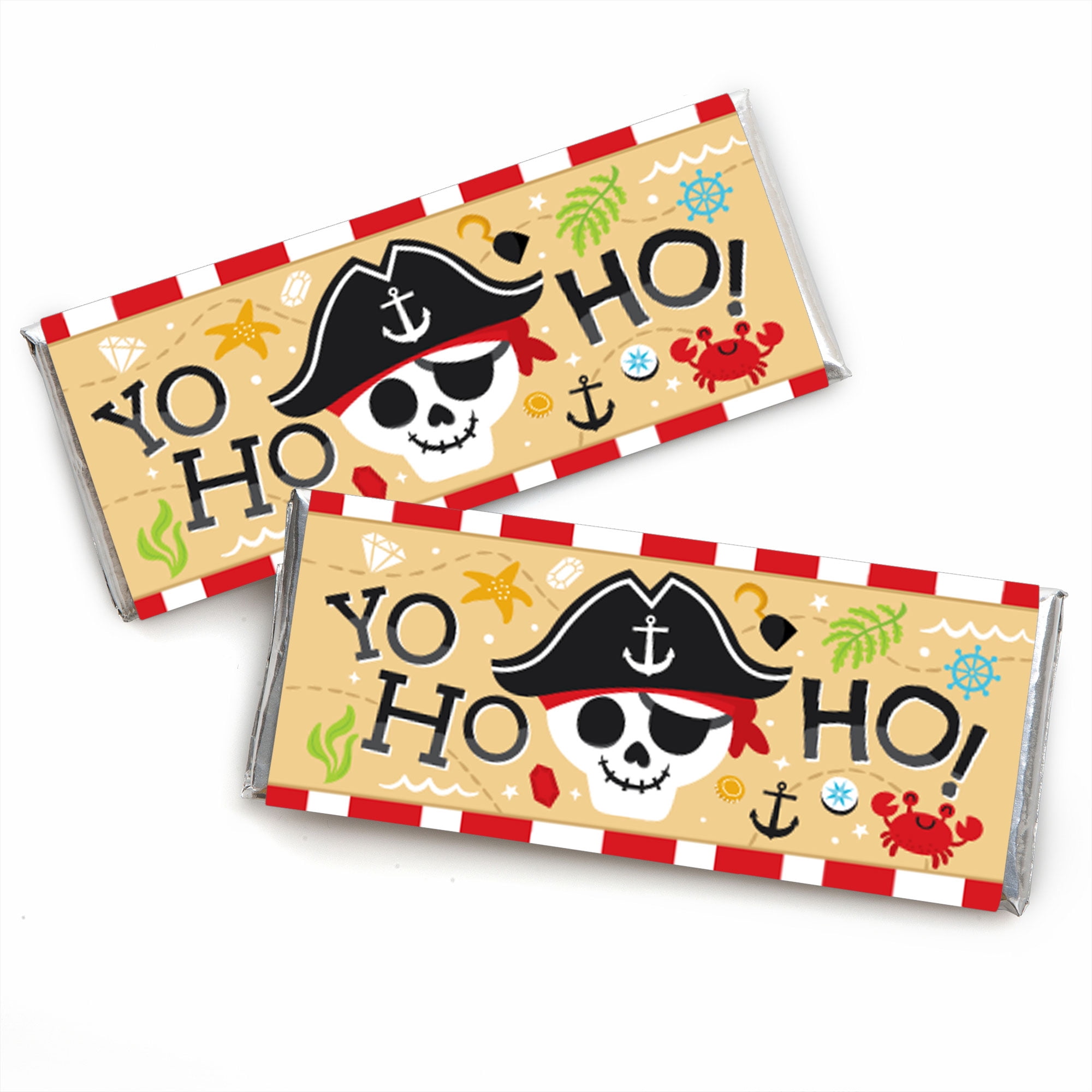 Big Dot of Happiness Pirate Ship Adventures - Candy Bar Wrapper Skull ...