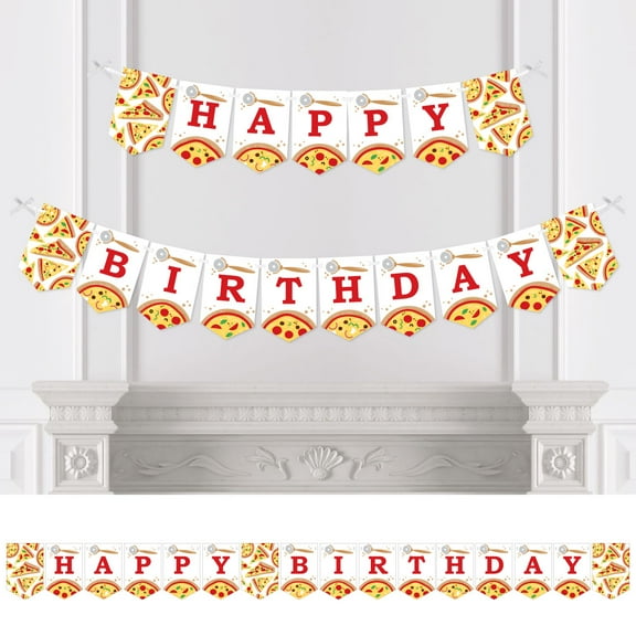 Big Dot of Happiness Pizza Party Time - Baby Shower Bunting Banner - Party Decorations - Welcome Baby