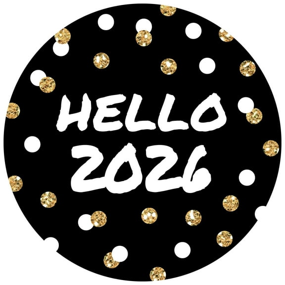 Big Dot of Happiness Pop, Fizz, Clink! - 2026 New Year's Eve Party Circle Sticker Labels - 24 Count