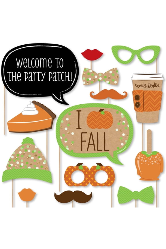 Pumpkin Patch - Fall, Halloween or Thanksgiving Party Photo Booth Props Kit - 20 Count