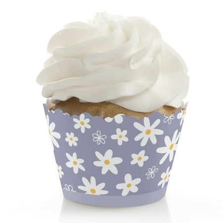 Big Dot of Happiness Purple Daisy Flowers - Floral Party Decorations - Party Cupcake Wrappers - Set of 12