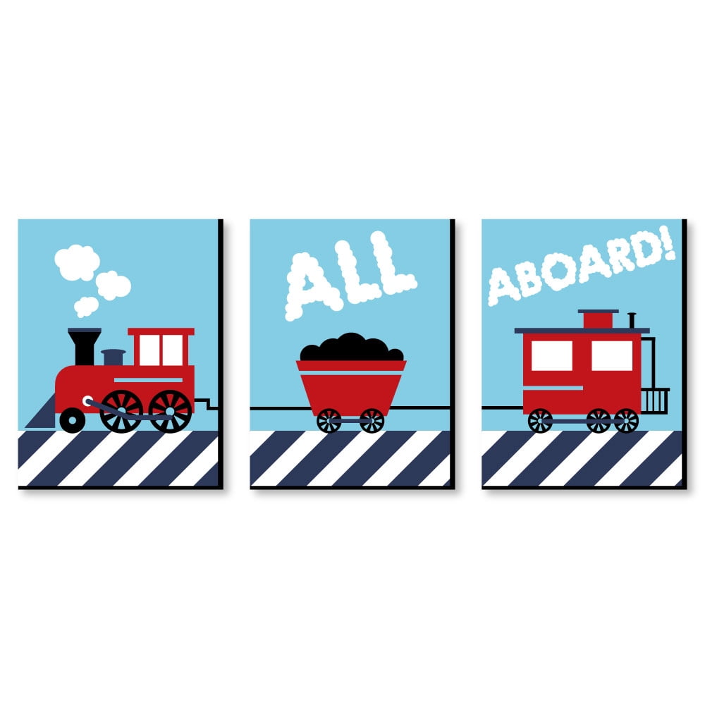 Big Dot Of Happiness Railroad Crossing Wall Art – Set Of 3 Train Prints, 7.5x10” - View #7