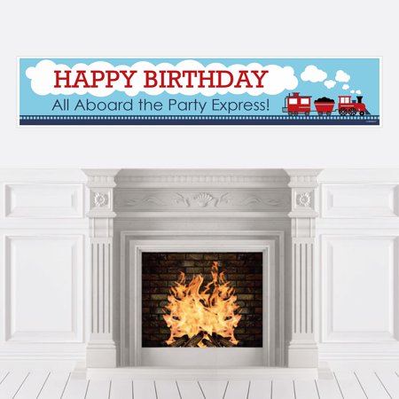 Big Dot of Happiness Railroad Party Crossing - Steam Train Happy Birthday Decorations Party Banner