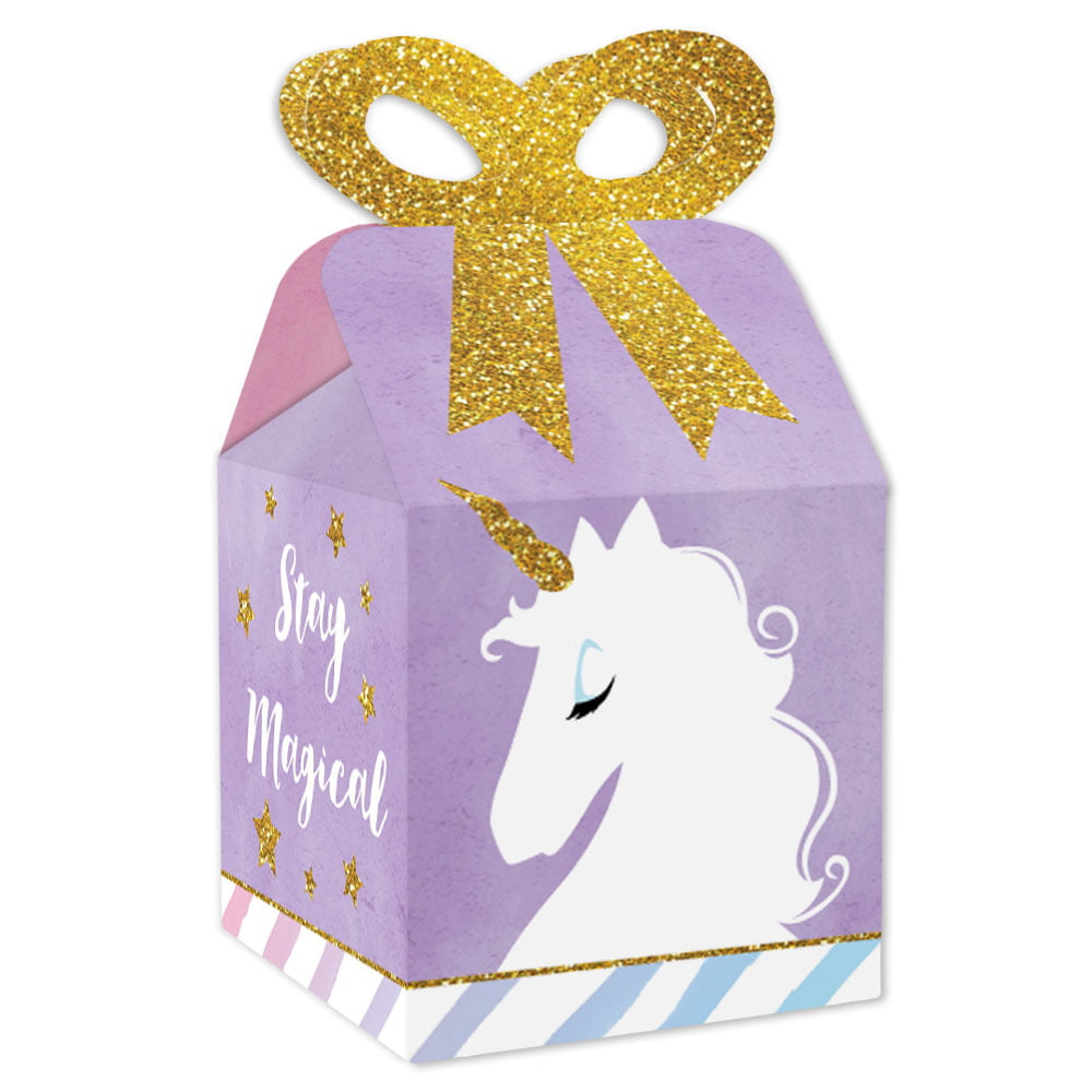 Big Dot of Happiness Rainbow Unicorn - Square Favor Gift Boxes - Magical  Unicorn Baby Shower or Birthday Party Bow Boxes - Set of 12 