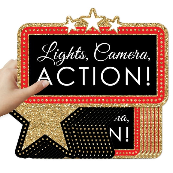 Big Dot of Happiness Red Carpet - Assorted Decorations DIY Movie Night Large Party Essentials - Set of 20