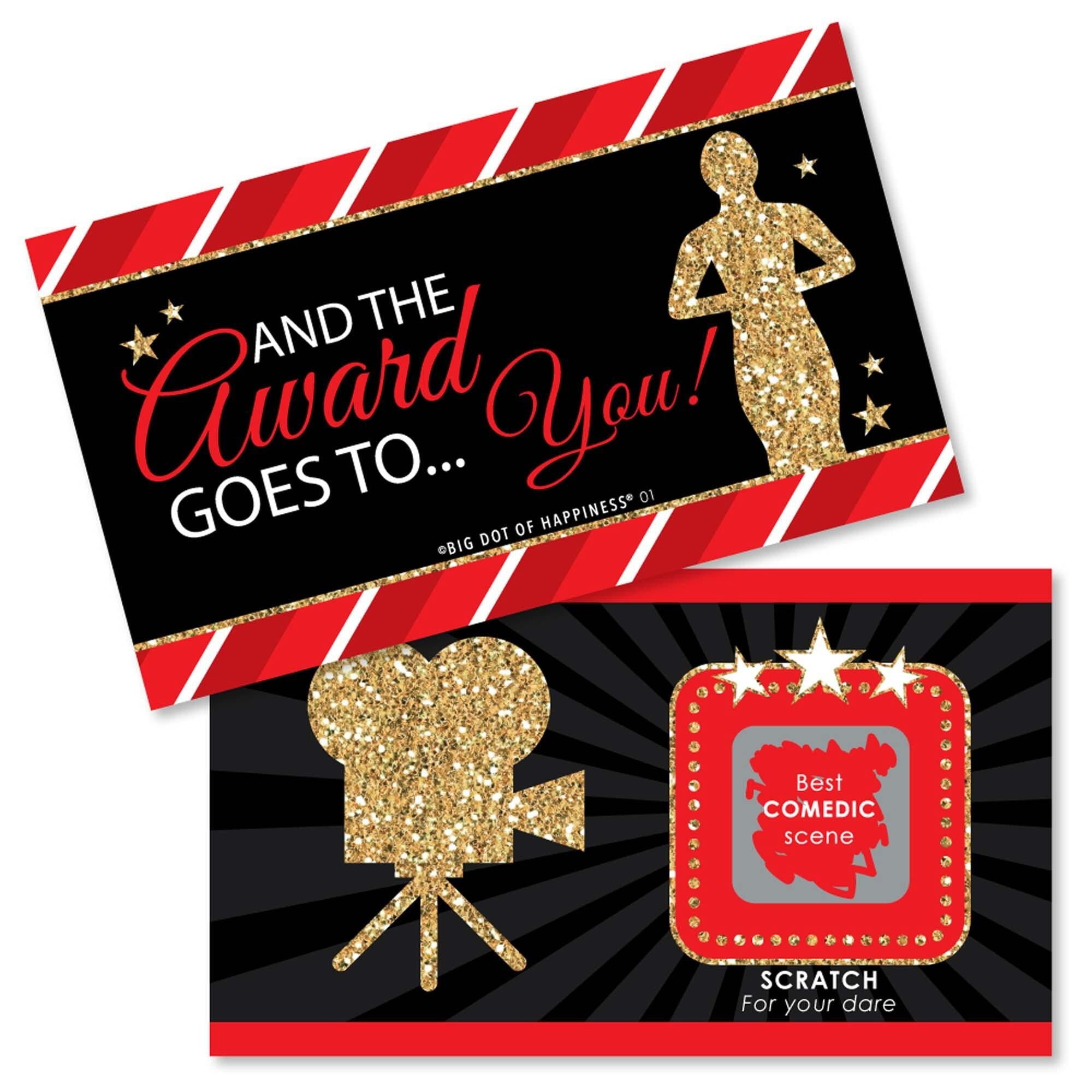 Big Dot of Happiness Red Carpet - Movie Night Party Game Award Scratch Off Cards - 22 Count